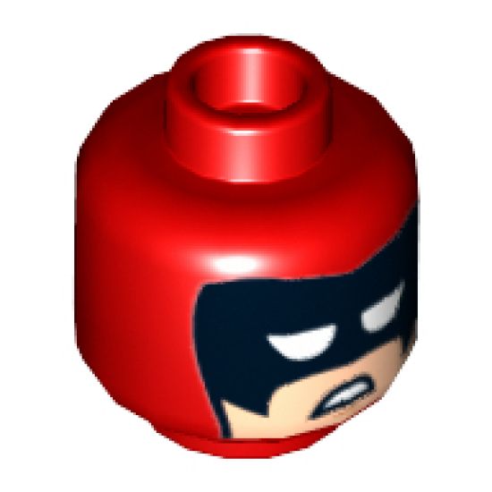 Minifigure, Head Balaclava with Black Eye Mask, White Eye Openings, Light Nougat Face and Scowl Pattern (Calendar Man) - Hollow Stud