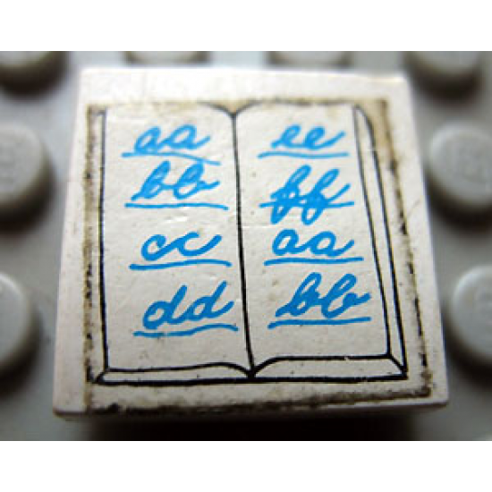 Tile 2 x 2 with Book, Open Pattern (Sticker) - Set 266-1