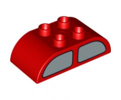 Duplo, Brick 2 x 4 Curved Top with Double Metallic Silver Window Pattern on Both Sides