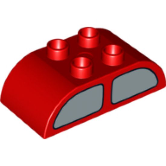 Duplo, Brick 2 x 4 Curved Top with Double Metallic Silver Window Pattern on Both Sides