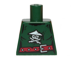 Torso Ninjago Female Skull with Crossed Swords and Scabbards, Red Belt Pattern
