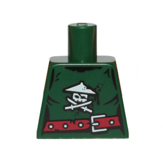 Torso Ninjago Female Skull with Crossed Swords and Scabbards, Red Belt Pattern