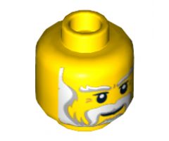 Minifigure, Head Beard Gray and White Full, Thick Moustache and Eyebrows Pattern - Hollow Stud