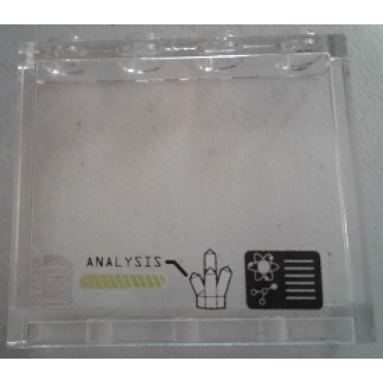 Panel 1 x 4 x 3 with Side Supports - Hollow Studs with Barcode, 'ANALYSIS' and Crystal on Inside Pattern (Sticker) - Set 70163