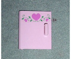 Container Cupboard 4 x 4 x 4 Door with 3 Dark Pink Hearts and Vine Pattern (Sticker) - Set 5860