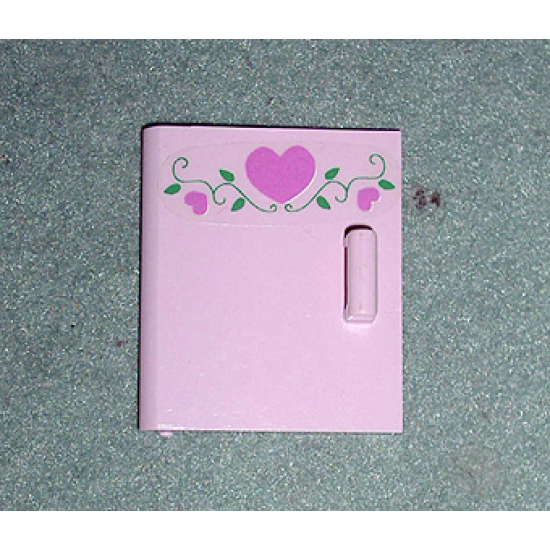 Container Cupboard 4 x 4 x 4 Door with 3 Dark Pink Hearts and Vine Pattern (Sticker) - Set 5860