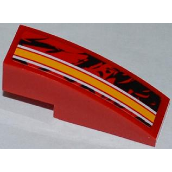 Slope, Curved 3 x 1 with Orange and White Lines Pattern Model Right Side (Sticker) - Set 9092