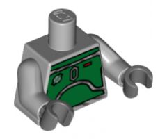 Torso SW Mandalorian Armor Plates Green Pattern (Boba Fett) / Light Bluish Gray Arms / Dark Bluish Gray Hands