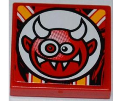 Tile 2 x 2 with Crazy Demon Pattern (Sticker) - Set 9092