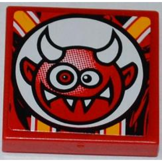 Tile 2 x 2 with Crazy Demon Pattern (Sticker) - Set 9092