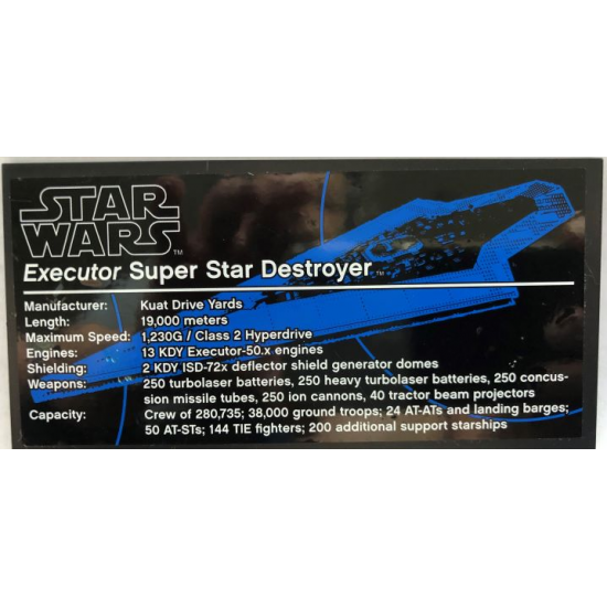 Tile 8 x 16 with Bottom Tubes with Executor Super Star Destroyer Pattern (Sticker) - Set 10221