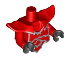Torso, Modified Short with Armor Breastplate with Shoulder Ridges and Silver Edges Pattern / Red Arms / Black Hands
