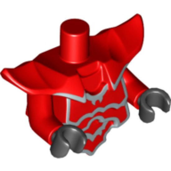 Torso, Modified Short with Armor Breastplate with Shoulder Ridges and Silver Edges Pattern / Red Arms / Black Hands