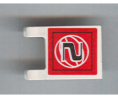 Flag 2 x 2 Square with Black Number 2 on Red Background with White Basketball Pattern (Sticker) - Set 3432
