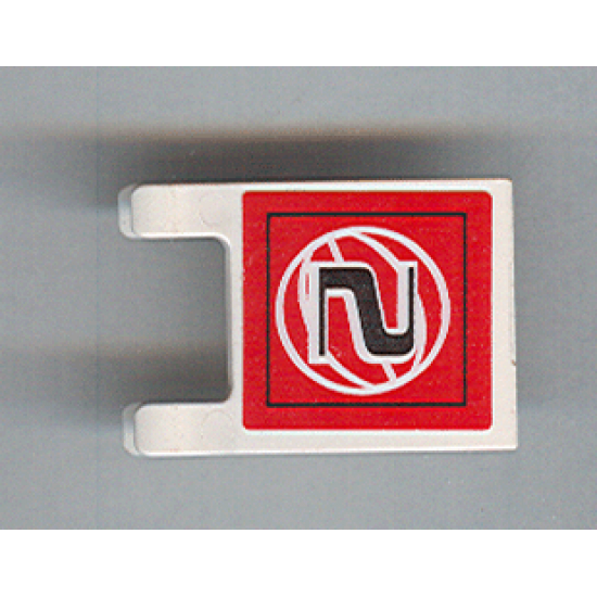 Flag 2 x 2 Square with Black Number 2 on Red Background with White Basketball Pattern (Sticker) - Set 3432
