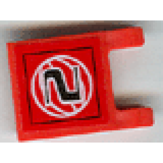Flag 2 x 2 Square with Black Number 2 on Red Background with White Basketball Pattern (Sticker) - Set 3432