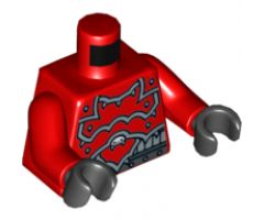 Torso Ninjago Red Armor and Silver Belt Pattern / Red Arms / Black Hands