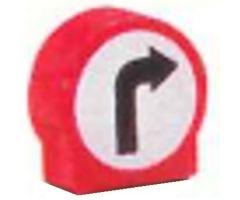 Duplo, Brick 1 x 3 x 2 Round Top Road Sign with Right Turning Arrow Pattern
