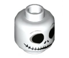Minifigure, Head Skull Large Black Eyes, Nostrils and Very Wide Mouth Pattern - Hollow Stud