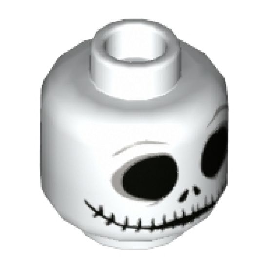 Minifigure, Head Skull Large Black Eyes, Nostrils and Very Wide Mouth Pattern - Hollow Stud
