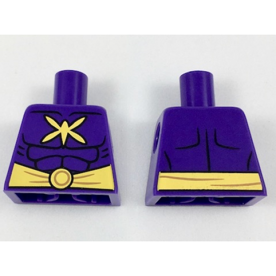 Torso Batman Muscles Outline with Yellow Killer Moth Logo and Wide Belt Pattern