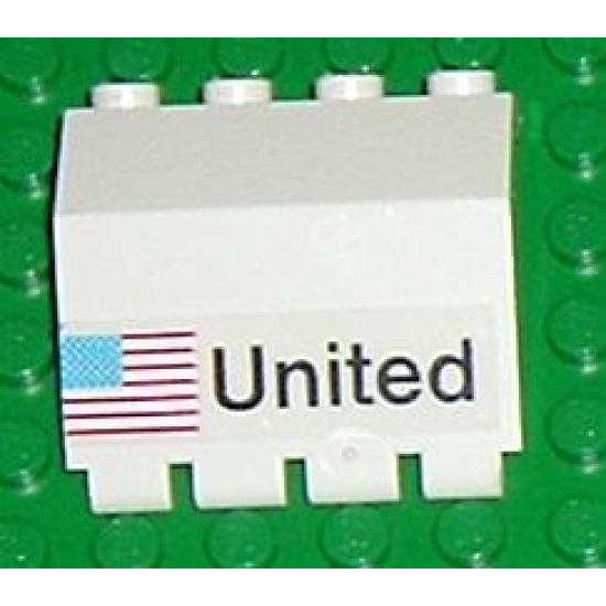 Panel 2 x 4 x 3 1/3 with Hinge with 'United' and USA Flag Pattern (Sticker) - Set 1682