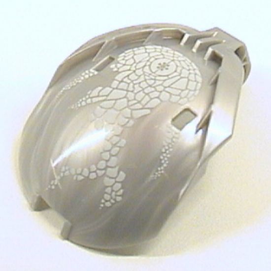 Bionicle Bohrok Windscreen 4 x 5 x 7 with White Scales and Kohrak-Kal Logo Pattern