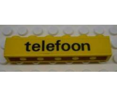 Brick 1 x 6 with Black 'telefoon' Pattern (Sticker) - Set 1590-2