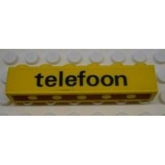 Brick 1 x 6 with Black 'telefoon' Pattern (Sticker) - Set 1590-2