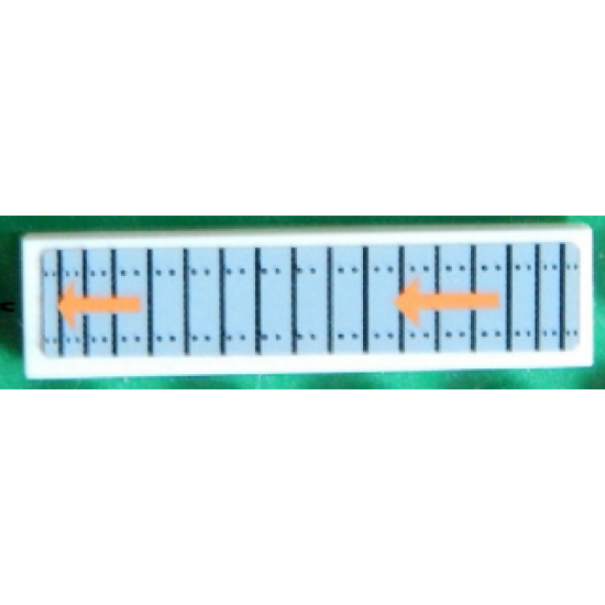 Tile 1 x 4 with Black Lines and Dots and Two Orange Arrows Pattern (Sticker) - Set 7645