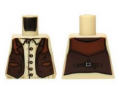 Torso Shirt with Buttons and Brown Western Style Vest Pattern