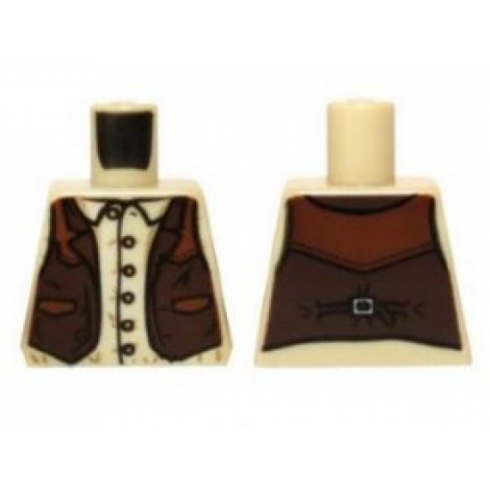 Torso Shirt with Buttons and Brown Western Style Vest Pattern
