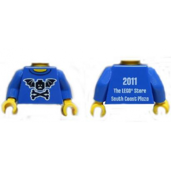 Torso Bat Wings and Crossbones Front, 2011 The LEGO Store South Coast Plaza Back Pattern / Black Arms / Yellow Hands
