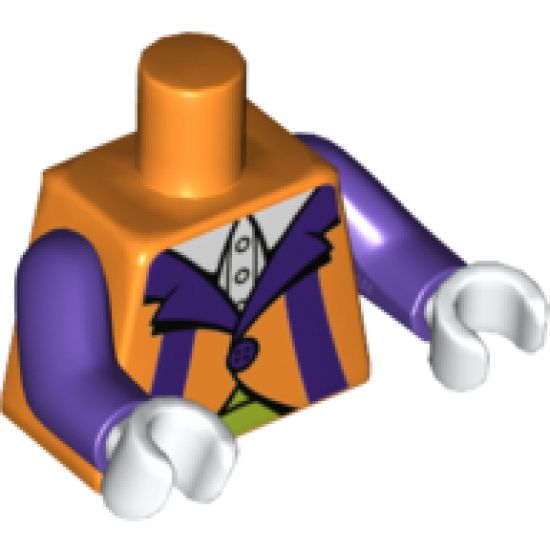 Torso Jacket with White Collar, Dark Purple Lapels and Stripes, Lime Cummerbund Pattern / Dark Purple Arms / White Hands