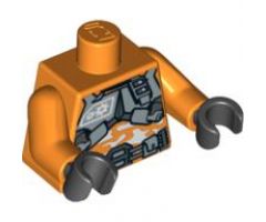 Torso Exo-Force Silver Body Armor over White Camouflage Pattern / Orange Arms / Black Hands