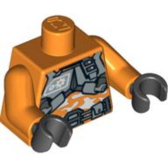 Torso Exo-Force Silver Body Armor over White Camouflage Pattern / Orange Arms / Black Hands