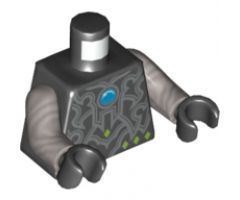 Torso Chima Silver Armor, Lime Diamonds and Dark Azure Round Jewel (Chi) Pattern / Flat Silver Arms / Black Hands
