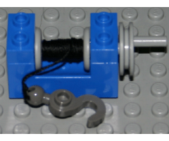 String Reel / Winch 2 x 4 x 2 (Light Gray Drum) with String and Dark Gray Hook with Tow Ball