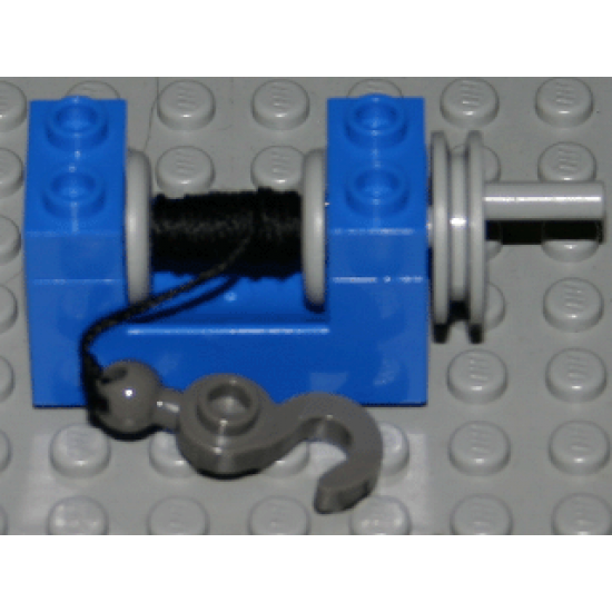 String Reel / Winch 2 x 4 x 2 (Light Gray Drum) with String and Dark Gray Hook with Tow Ball