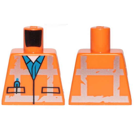 Torso Safety Vest with Reflective Worn Crossed Stripes over Blue Shirt Pattern