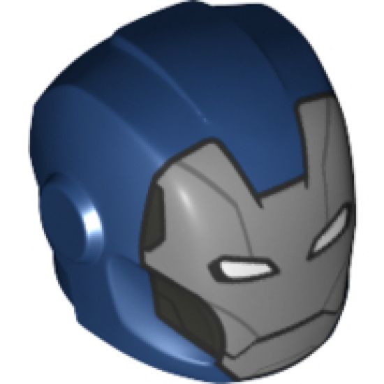 Minifigure, Headgear Helmet Armor Plates and Ear Protectors with Silver Faceplate, White Eyes, Pearl Dark Gray Temple and Cheek Panels Pattern