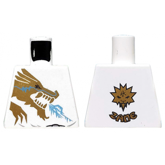 Torso Ninjago Gold Dragon Front and Gold Lion and 'ZANE' Back Pattern