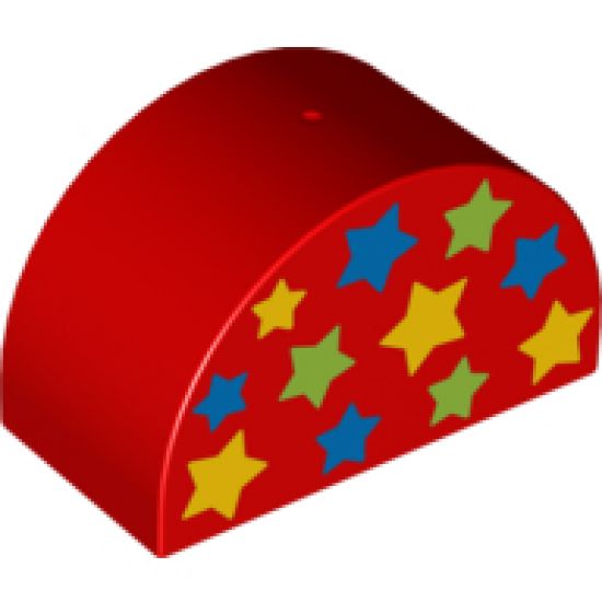 Duplo, Brick 2 x 4 x 2 Curved Top with 11 Stars Pattern