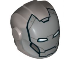 Minifigure, Headgear Helmet Armor Plates and Ear Protectors with Silver Faceplate, White and Blue Eyes Pattern
