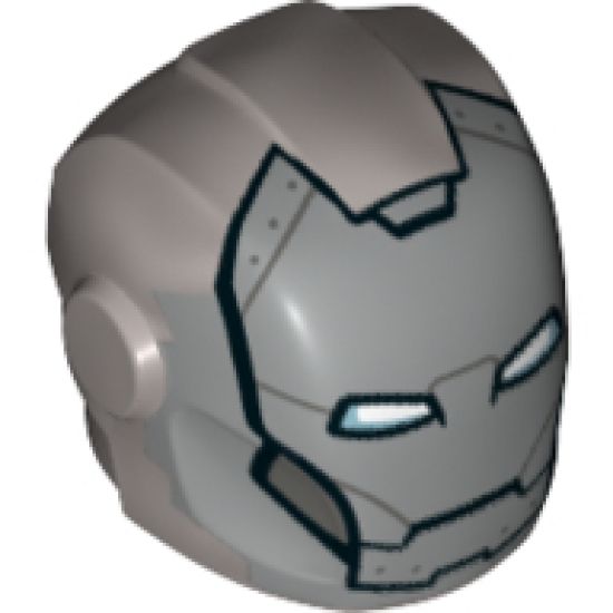 Minifigure, Headgear Helmet Armor Plates and Ear Protectors with Silver Faceplate, White and Blue Eyes Pattern