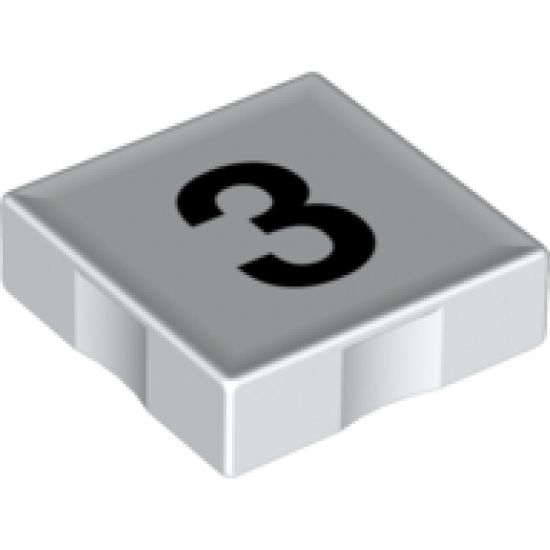 Duplo, Tile 2 x 2 with Black Number 3 Pattern