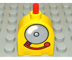 Duplo Brick with Working Ringer Button on Curved Top, Fire Alarm Bell Pattern