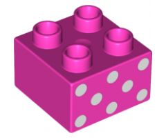 Duplo, Brick 2 x 2 with 8 White Dots Pattern