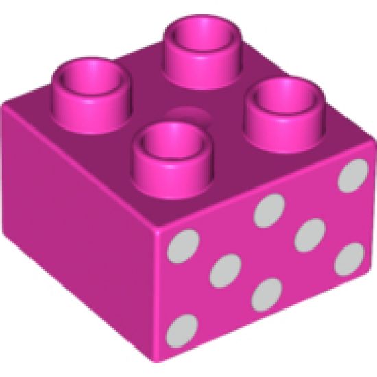 Duplo, Brick 2 x 2 with 8 White Dots Pattern