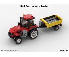 Red Tractor with Trailer